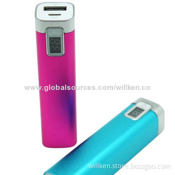 Mobile Phone Chargers, 2,200mAh, LCD Digital Indicator, Stainless Case/Protect Over-charge/Discharge